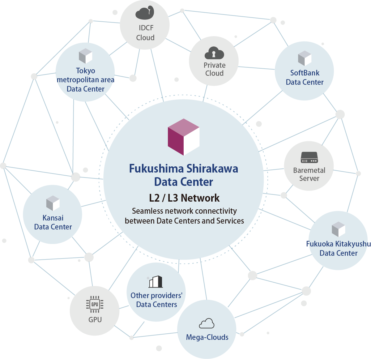 Closed network between services, connecting providers